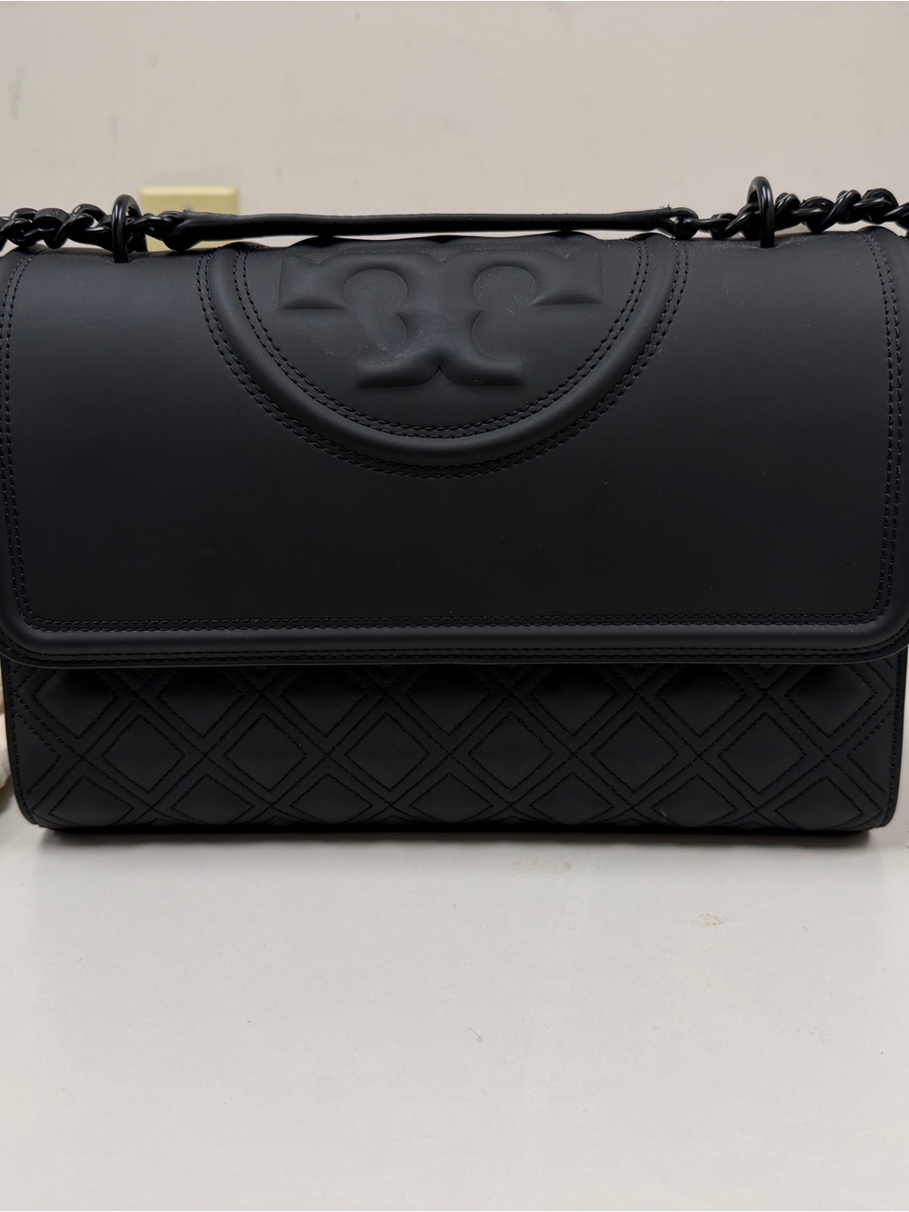 Tory Burch Matte Black Quilted-Panel Shoulder Bag